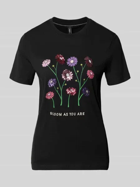T-shirt o kroju slim fit z czystej bawełny model KITA' Only czarna