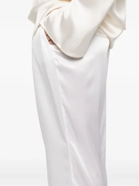 Pantaloni Purotatto din satin alb