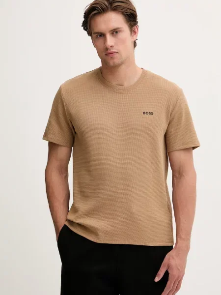 BOSS lounge tričko pánske Waffle T-Shirt béžová