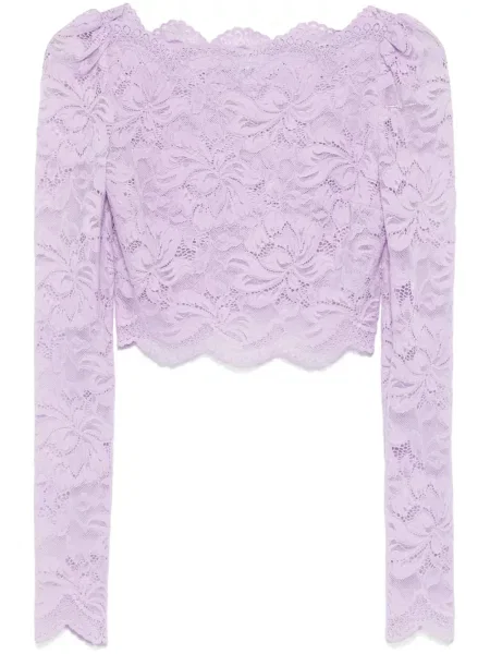 Top Rabanne din dantelă violet