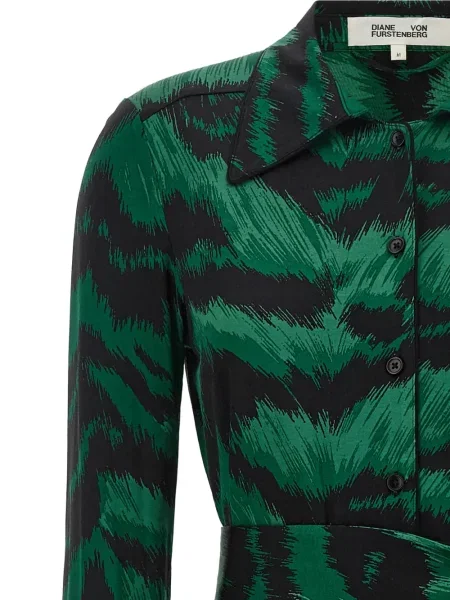 Rochie tip cămașă Dvf Diane Von Furstenberg cu imagine verde