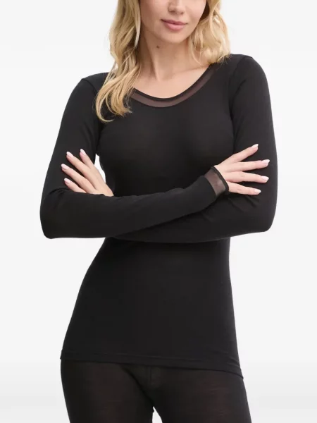 Lung tricou Chantelle plasă negru