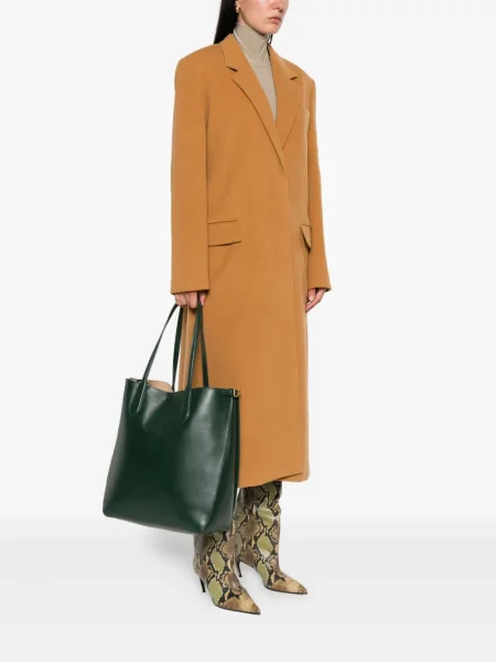 Δερμάτινη τσάντα shopper Polo Ralph Lauren με αγκράφα πράσινο