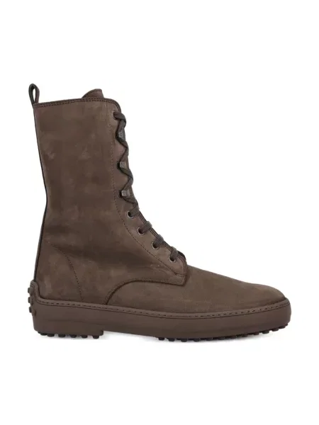 Botki Tod's sznurowane koronkowe brązowe