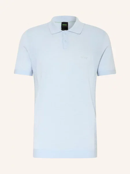 Boss Dzianinowa Koszulka Polo Momentum Lite Regular Fit blau