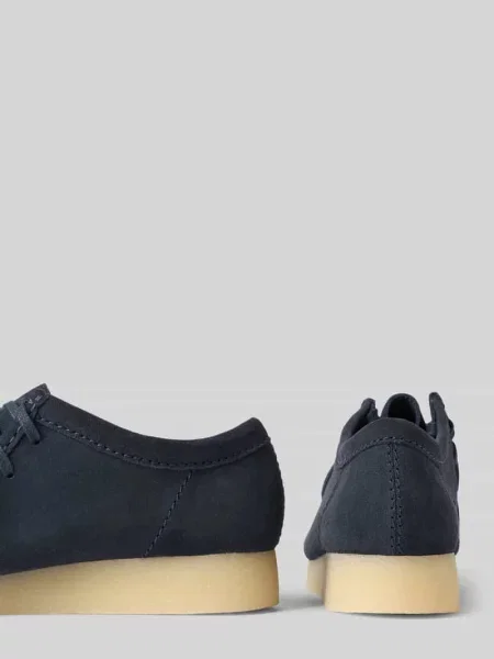 Mokasyny z naturalnej skóry model Wallabee' Clarks granatowe