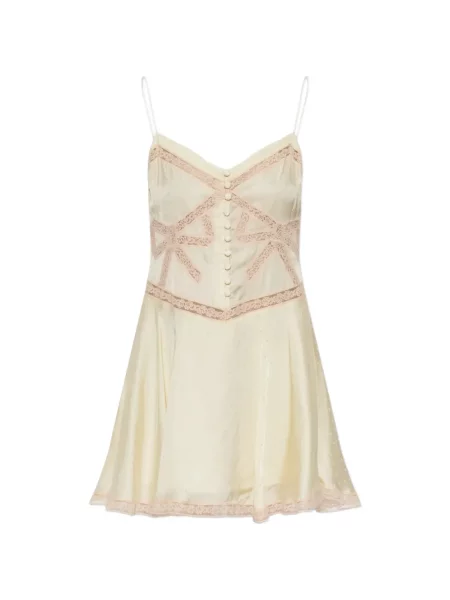 Rochie mini Self-portrait cu buline din dantelă galben