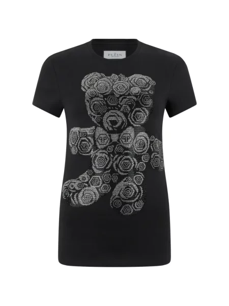 Ursuleț de pluș tricou Philipp Plein cu model floral negru