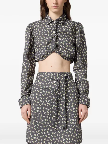 Decupat cămașă Msgm cu model floral cu imagine gri