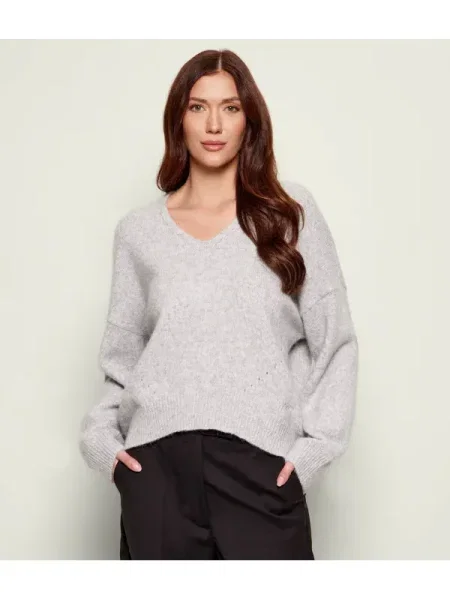 BOSS ORANGE De lână pulover C_Fondyssa | Relaxed fit gri