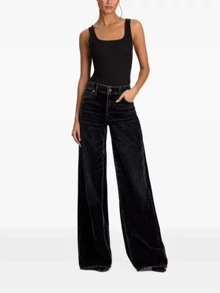 Blugi Alice + Olivia cu talie joasă negru