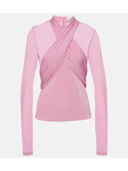Top Isabel Marant din jerseu drapat roz