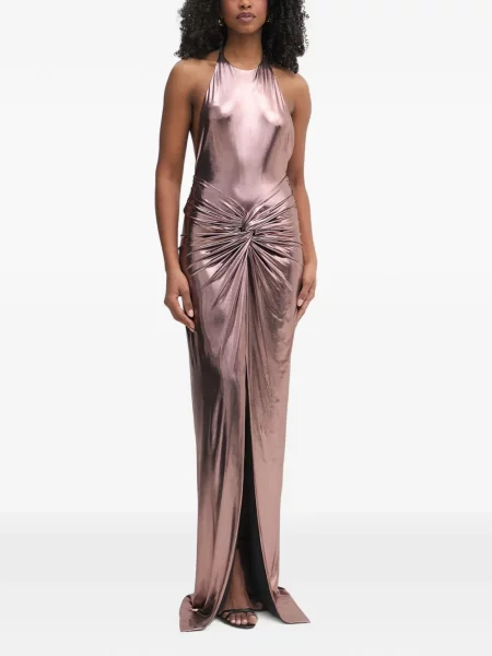 Rochie maxi Retrofete cu gât halter roz
