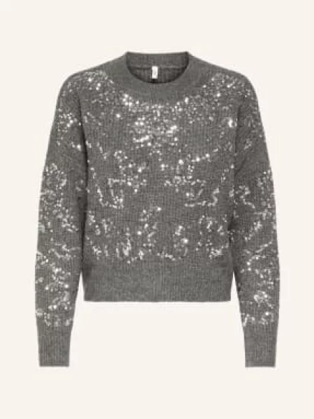 Only Sweter Z Cekinami grau szary