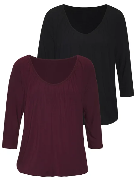 LASCANA Tricou mov închis negru