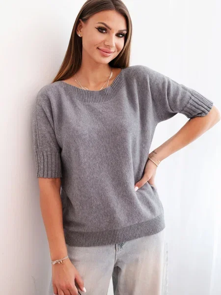 Pulover Kesi Włoski scurt gri
