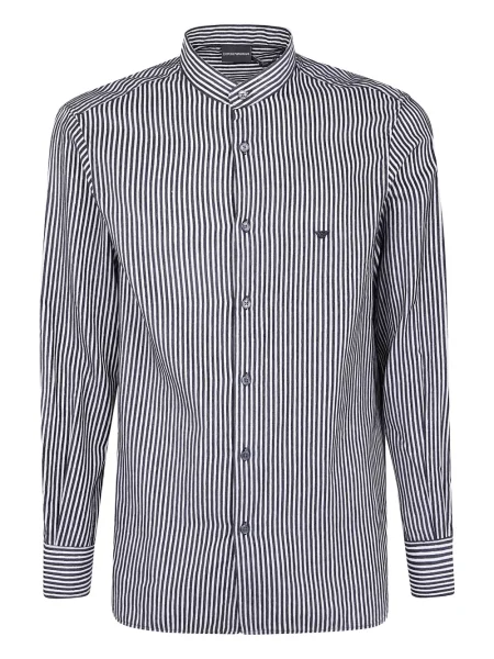 Gulerat cămașă Emporio Armani cu dungi albastru