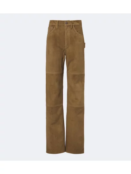 Pantaloni Altuzarra din piele de căprioară verde