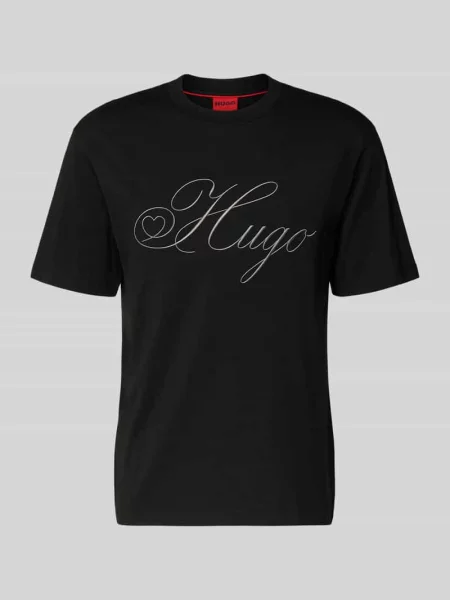 T-shirt o kroju regular fit z czystej bawełny model ‘DALENT’ Hugo czarna