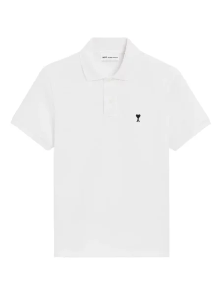 Polo Ami Paris cu broderie cu motiv cu inimi alb