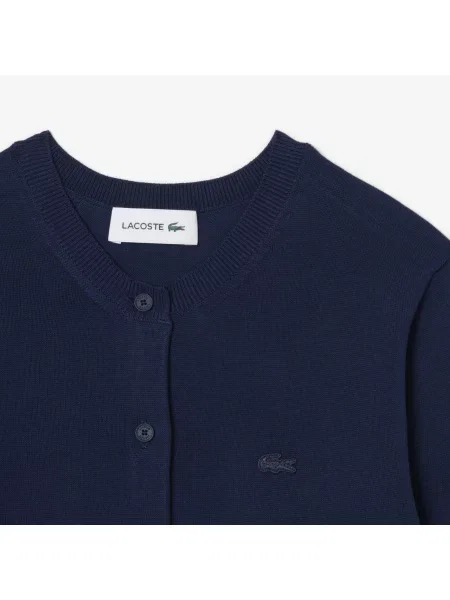 Lacoste Kardigan Z Prążkowanej Dzianiny 3D Granatowy niebieski