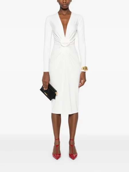 Rochie midi Roserry până la genunchi de costum alb