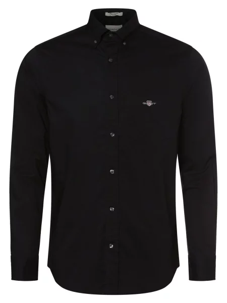 Gant koszula regular z kołnierzykiem button-down czarny