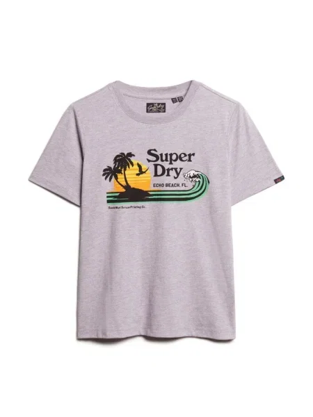 Superdry Tricou verde / mov liliachiu / portocaliu negru