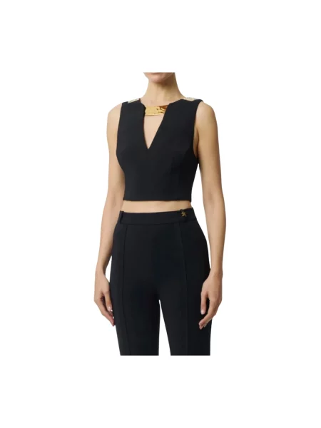 Top Elisabetta Franchi z dekoltem w serek czarny