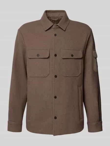 Kurtka koszulowa o kroju regular fit z kołnierzykiem typu kent i na piersi Armani Exchange beżowa