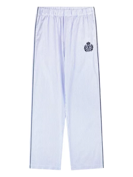 Pantaloni Sporty & Rich cu broderie cu dungi albastru