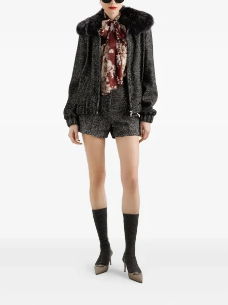Bluză Dolce & Gabbana cu funde cu model floral maro