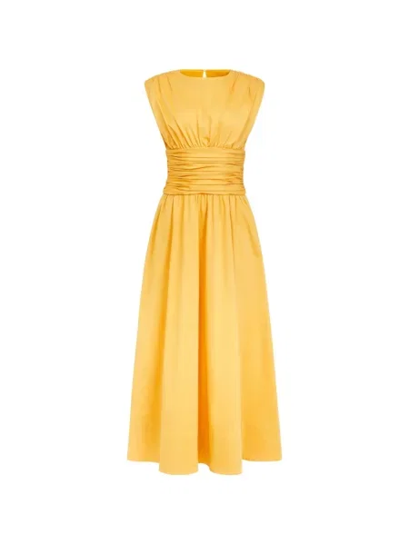 Rochie midi Toccin cu volane până la genunchi de costum galben