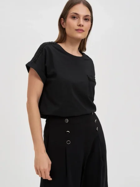 Koszulka Marisse z koralikami czarna