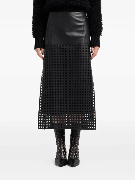 Fustă din piele Emporio Armani negru