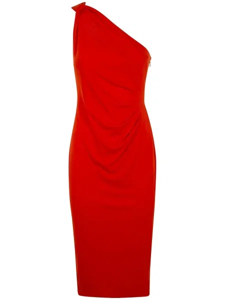 Rochie midi Lauren Ralph Lauren până la genunchi cu un umăr gol de costum portocaliu