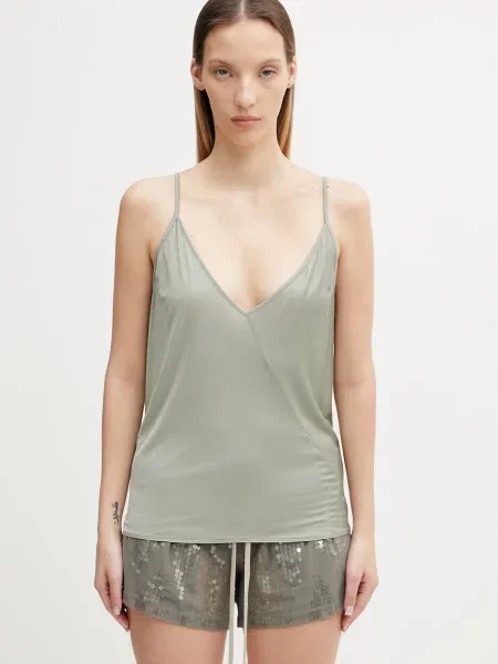 Rick Owens Lilies bluză cu bretele de damă din vâscoză simplă verde