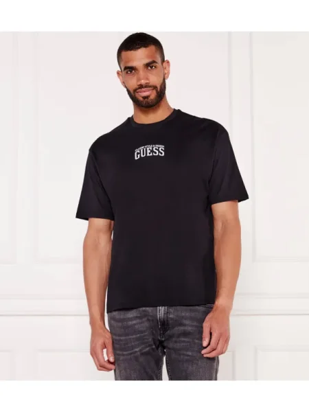 GUESS Tricou albastru închis / alb negru
