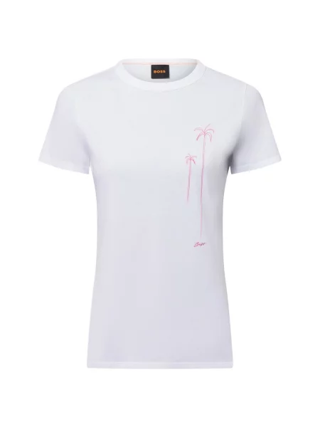 BOSS Orange Koszulka Kobiety biały|wyrazisty róż jednolity S biała