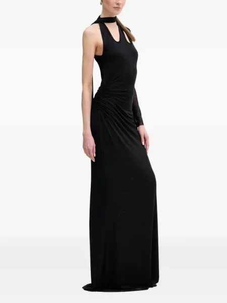 Rochie maxi Silvian Heach cu volane asimetrică negru