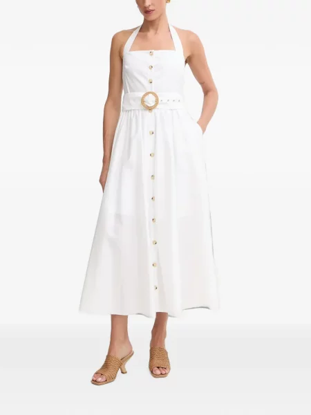 Cu centură rochie midi Fracomina cu gât halter alb