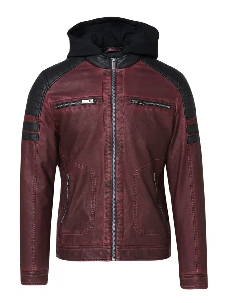 KOROSHI Prehodna jakna vinsko rdeča črna