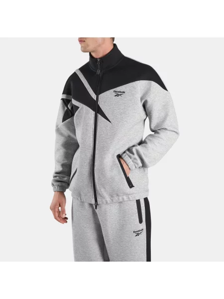 Reebok kurtka sportowa DreamBlend Spacer Vector male Athletic Grey Marl/Black Size: XS czarna
