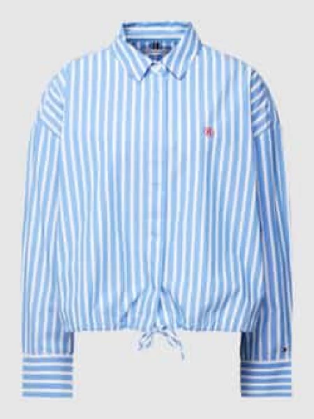 Bluzka z wyhaftowanym logo Tommy Hilfiger niebieska