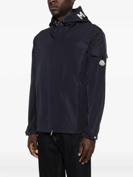 Geacă Moncler cu glugă albastru