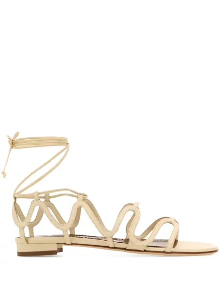 Sandale Manolo Blahnik din piele fără toc