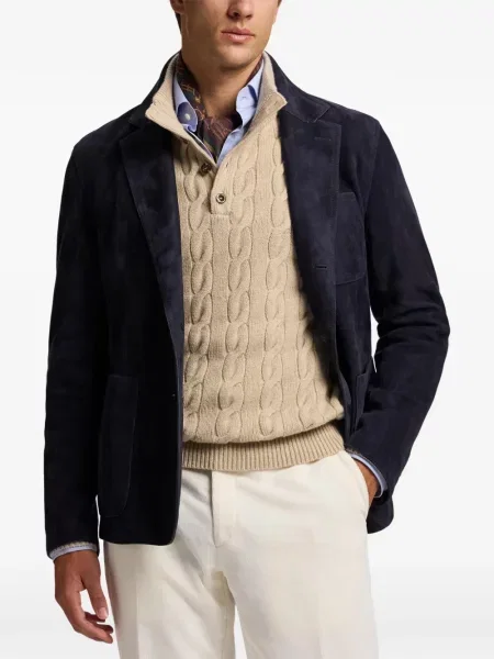Μπλέιζερ Ralph Lauren Purple Label σουέτ μπλε
