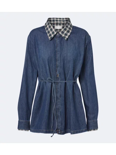 Cămașă de blugi Dries Van Noten în carouri albastru