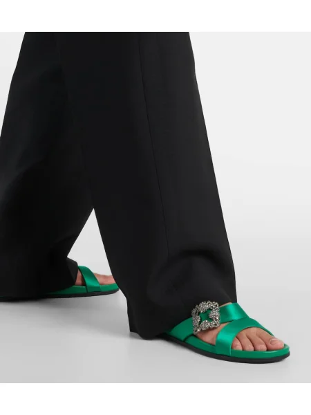 Satenaste sandali Manolo Blahnik zelena