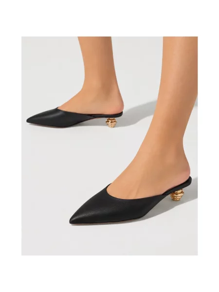 Klapki mules Aquazzura skórzane czarne